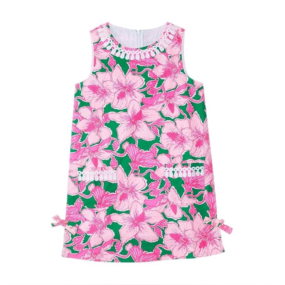 Lilly Pulitzer Kids Little Lilly Classic Shift Pink and Green Floral Dress